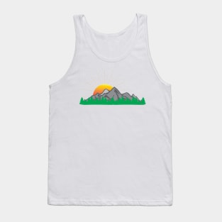 Sunset Mountains in Forest Tank Top